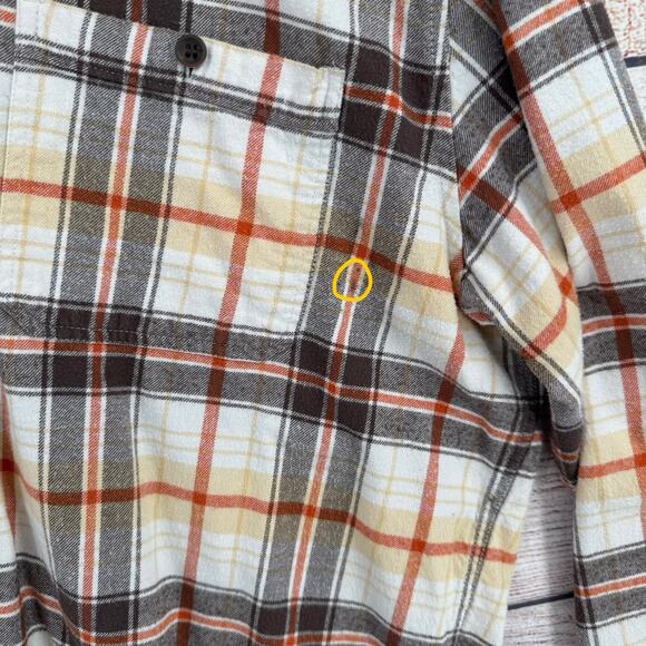 QuikSilver Waterman Collection Button Down Flannel Shirt Mens XXL White Brown - Picture 14 of 14